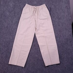 Karen Scott‎ Sport Pants Womens Small Wide Leg High Rise Linen Blend Beige